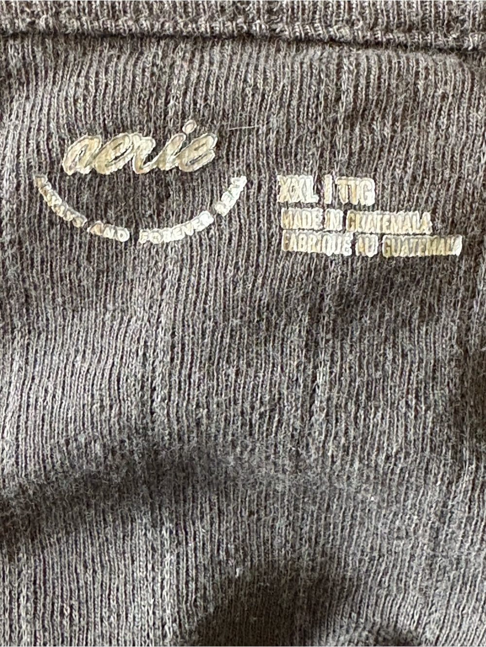 Aerie Charcoal Gray Ribbed Short Sleeve Tee | Women’s XXL - Picture 2 of 9